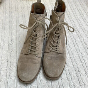 Lucky Brand Diedrah Lug Sole Suede Lace Up Moto Combat Boot Dune 8.5